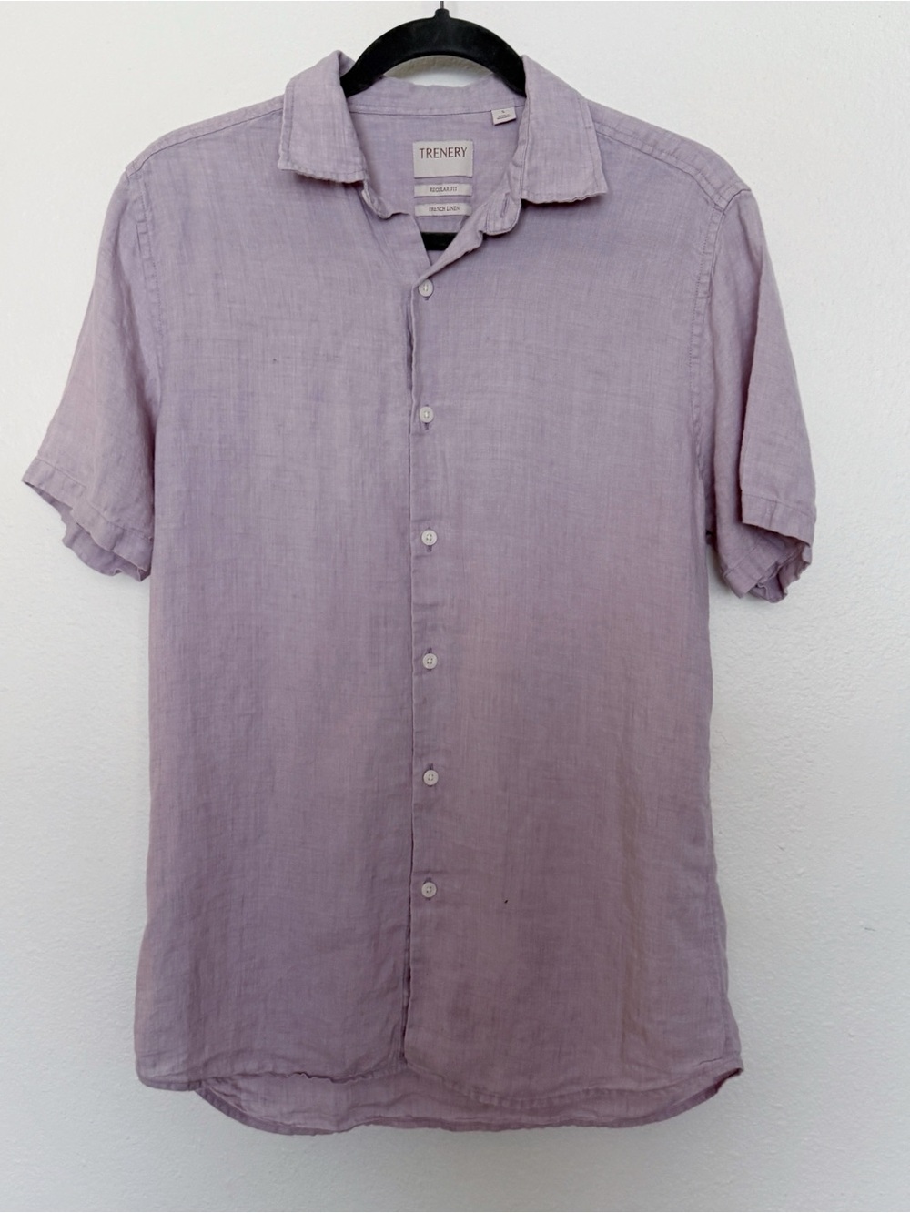 Trenery Lavender Linen Shirt Men’s Short Sleeve Button Up